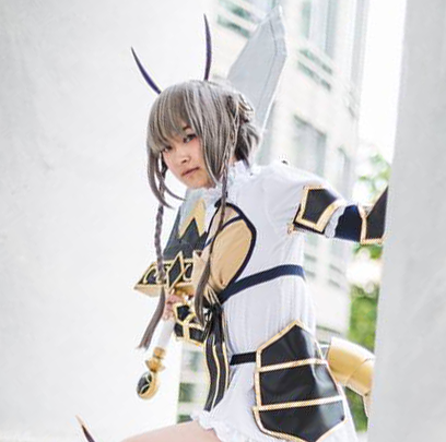 Student in Souta Kishibe cosplay with sword