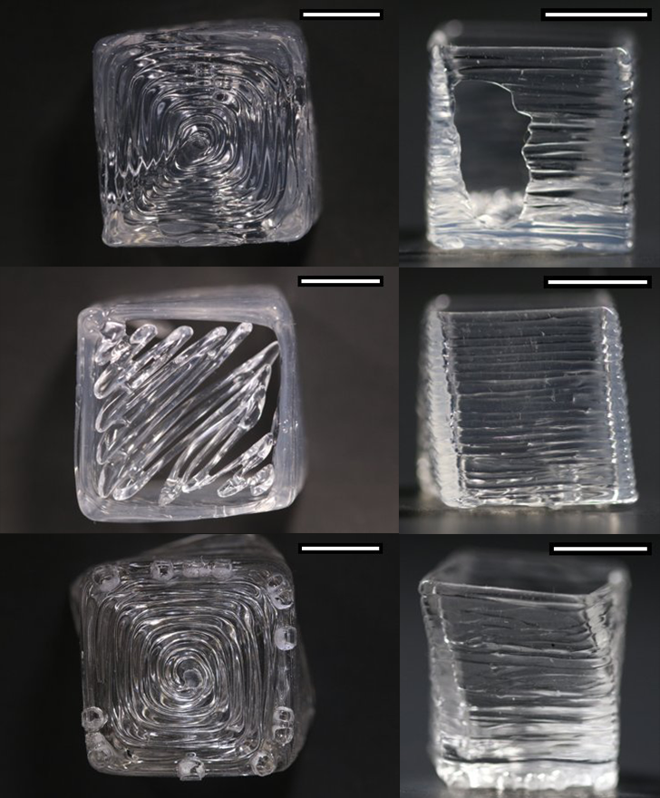 6 panels of images of 3-D prints